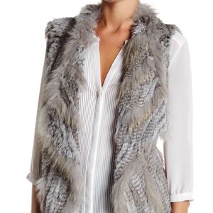 Genuine rabbit fur and wool vest size S